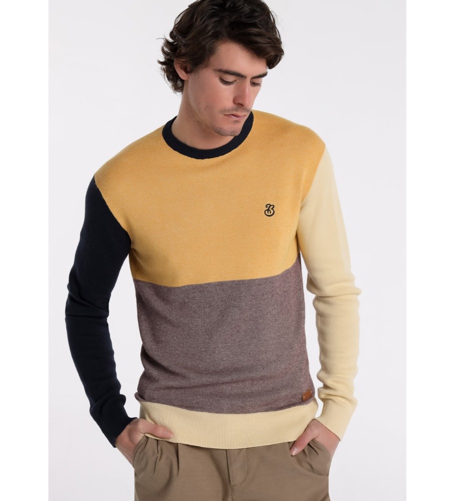 Bendorff Box collar sweater with mustard contrasts