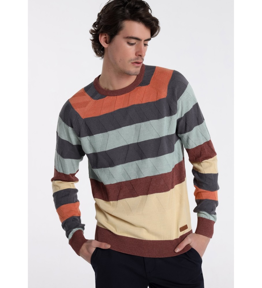 Bendorff Box neck sweater with multicolor contrasts