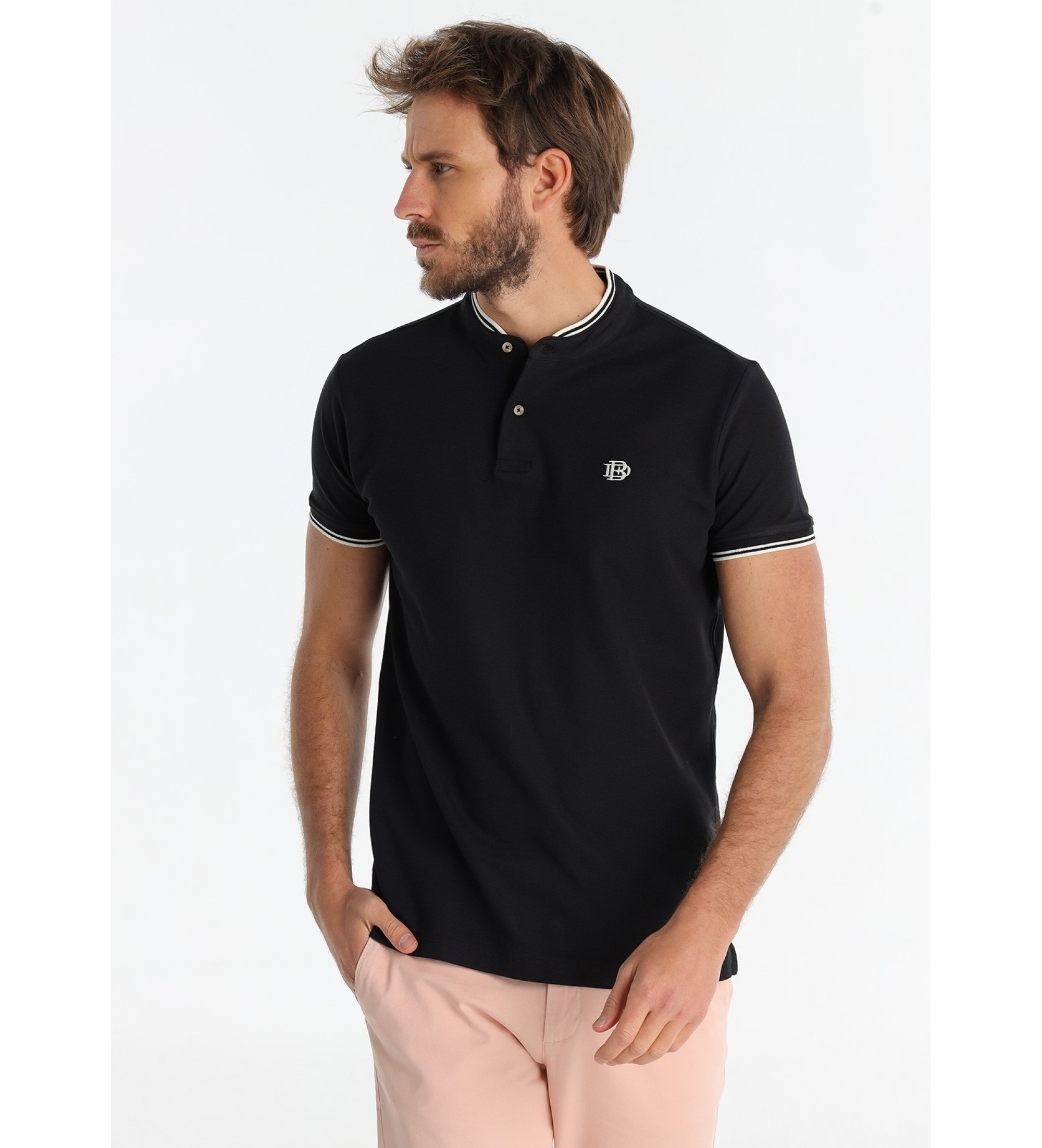 Bendorff Polo nera a maniche corte con elastico