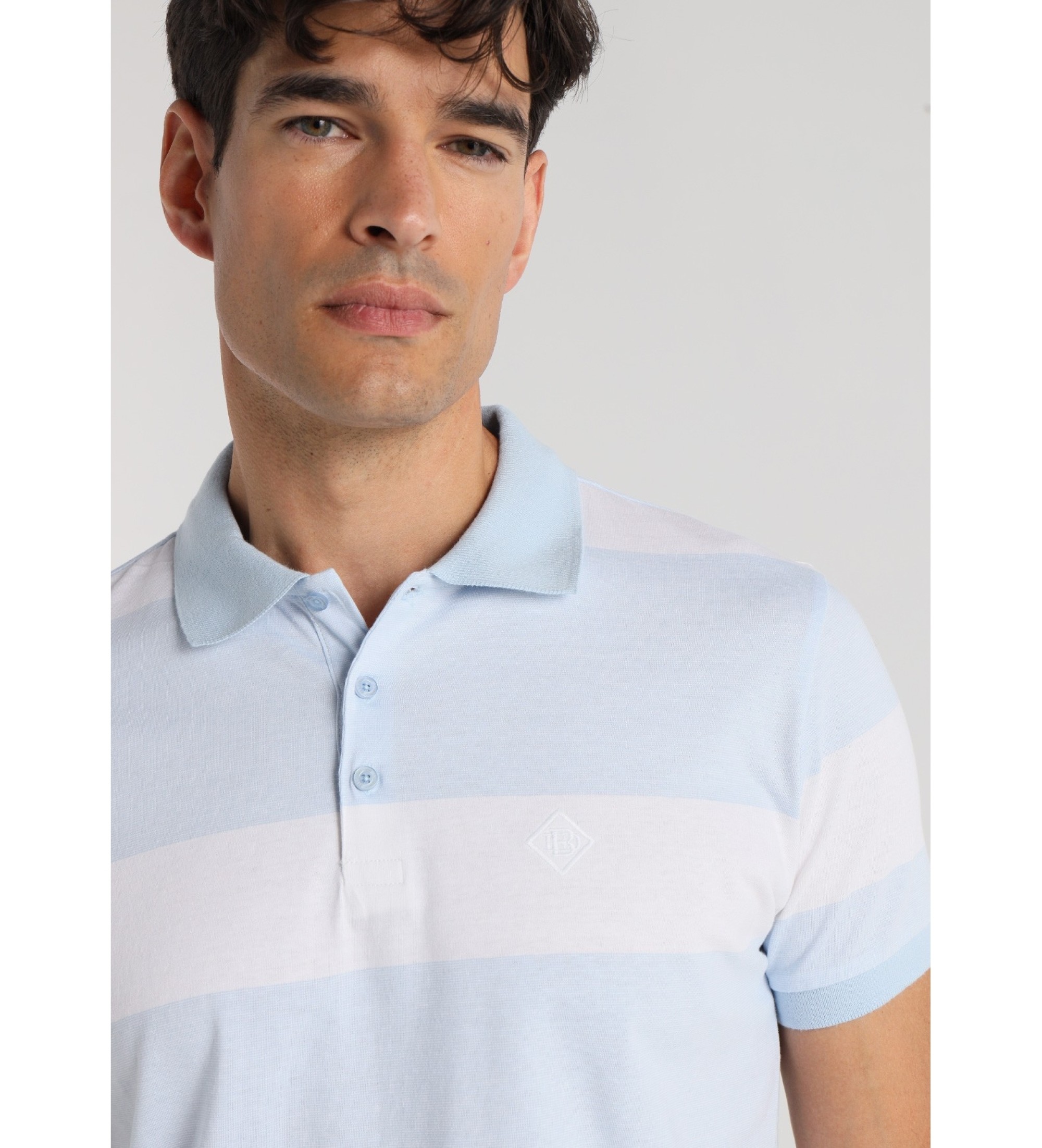 Bendorff Polo a maniche corte con stampa a righe blu bicolore