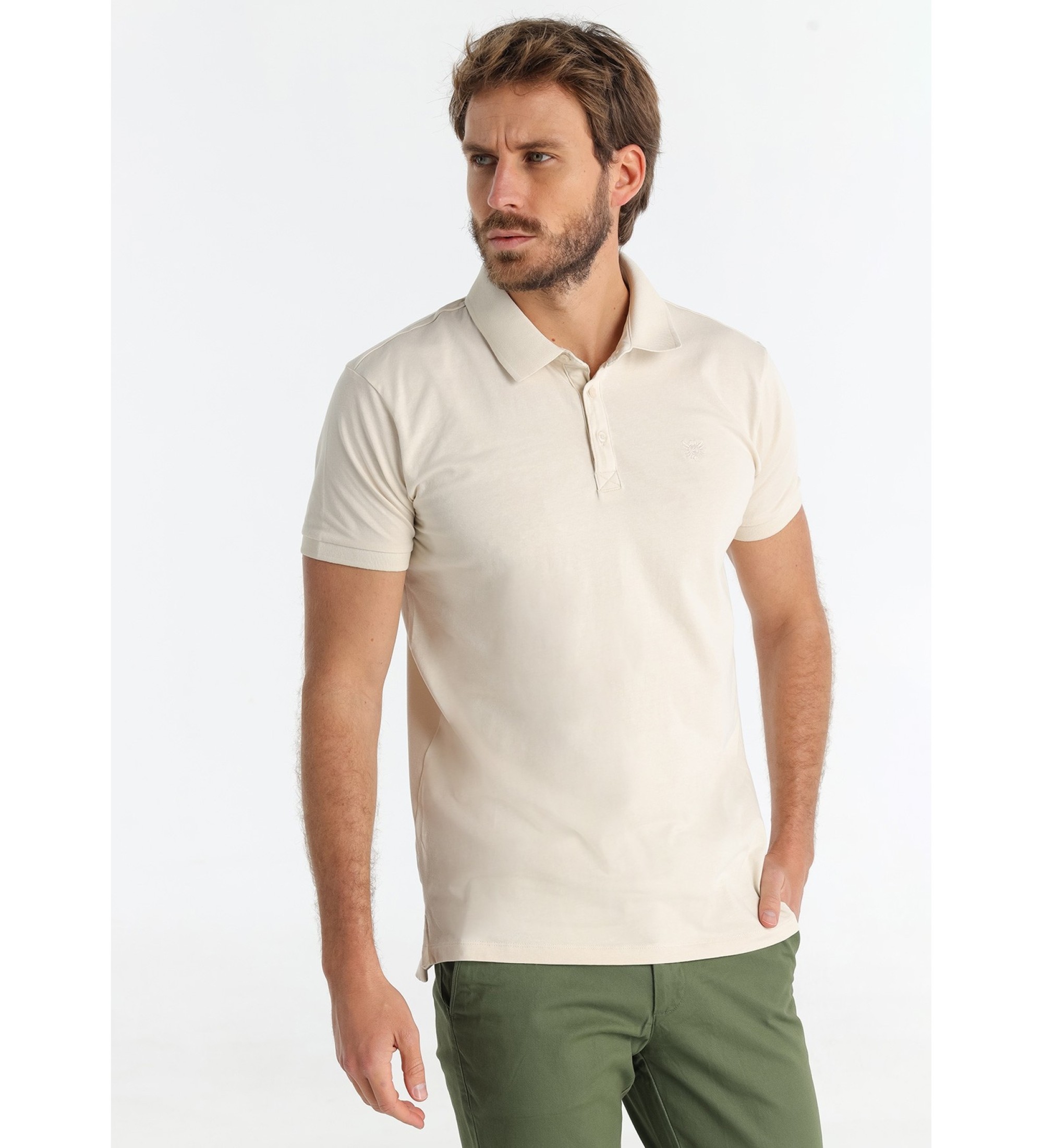 Bendorff Poloshirt korte mouw sportstijl slank elastisch beige