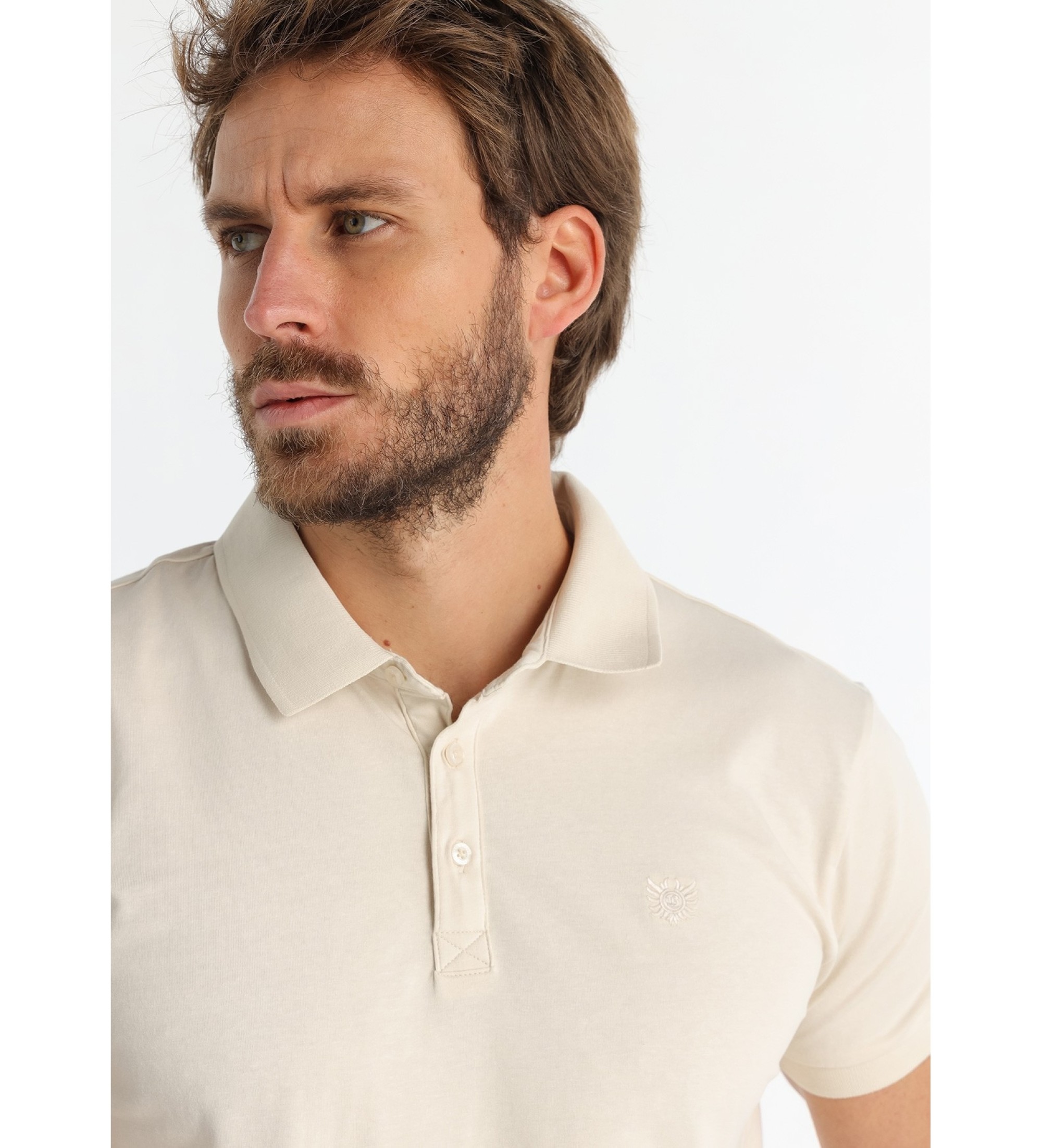 Bendorff Poloshirt korte mouw sportstijl slank elastisch beige
