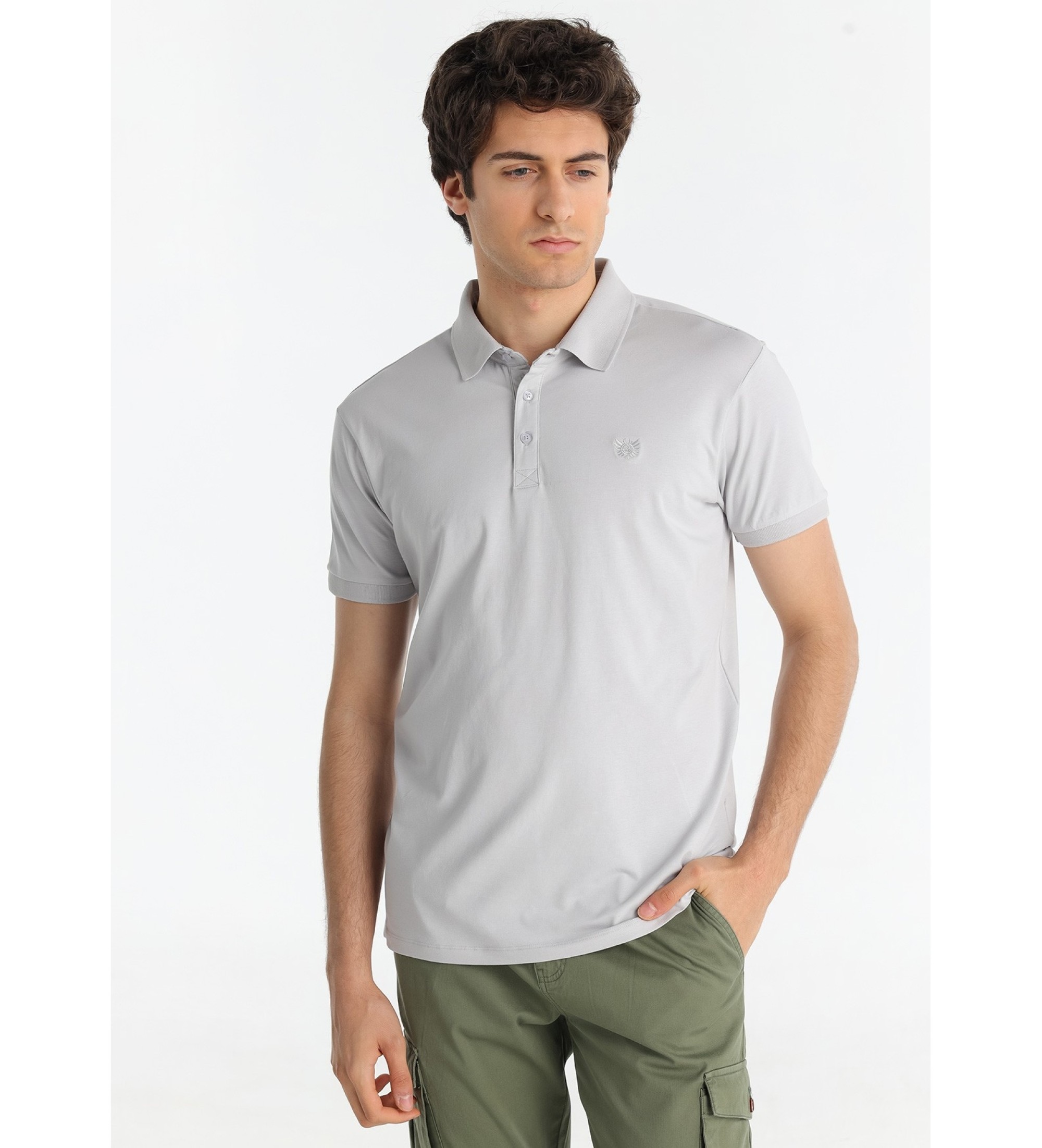 Bendorff Poloshirt korte mouw sportstijl slank elastisch grijs