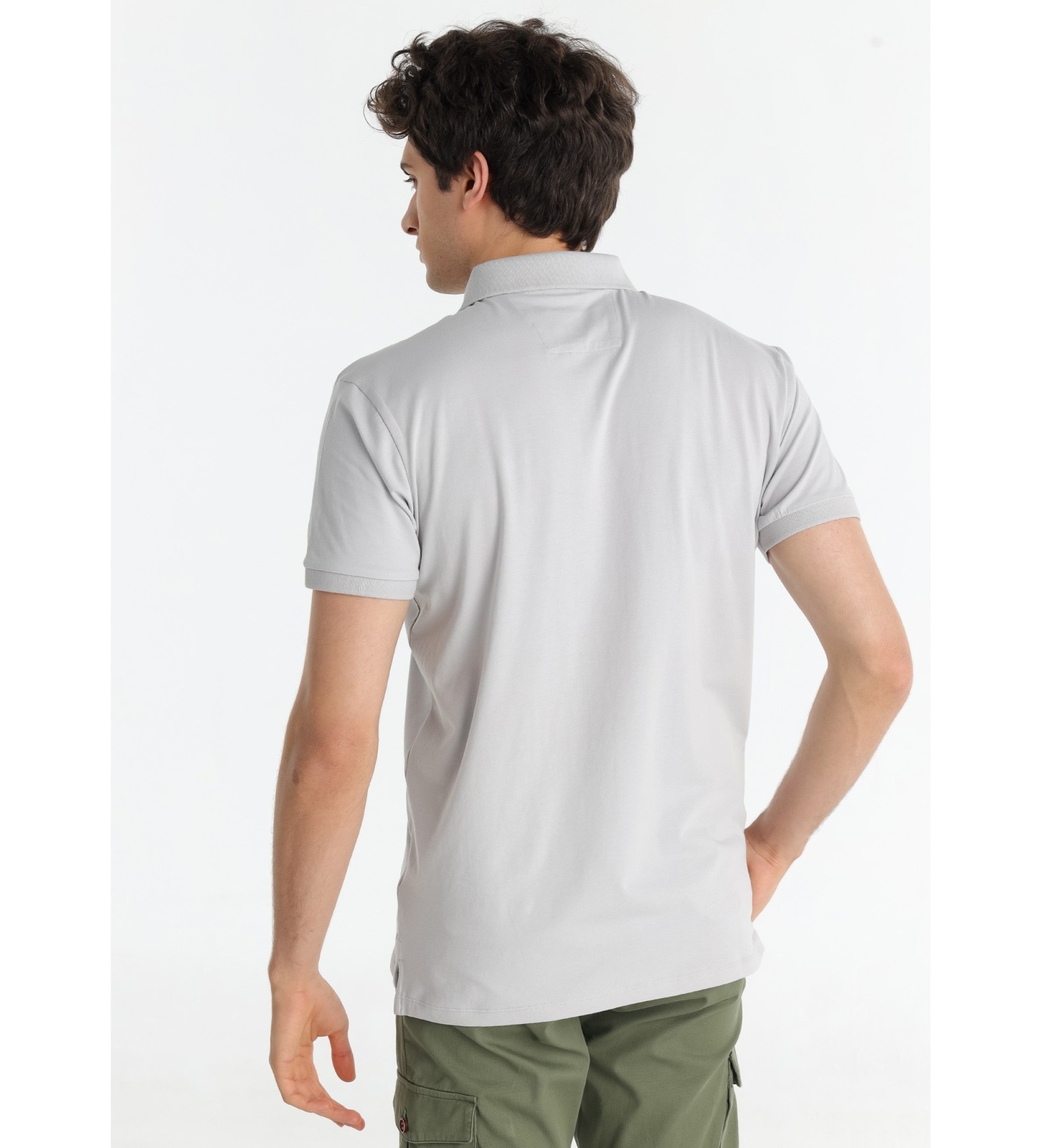 Bendorff Poloshirt korte mouw sportstijl slank elastisch grijs