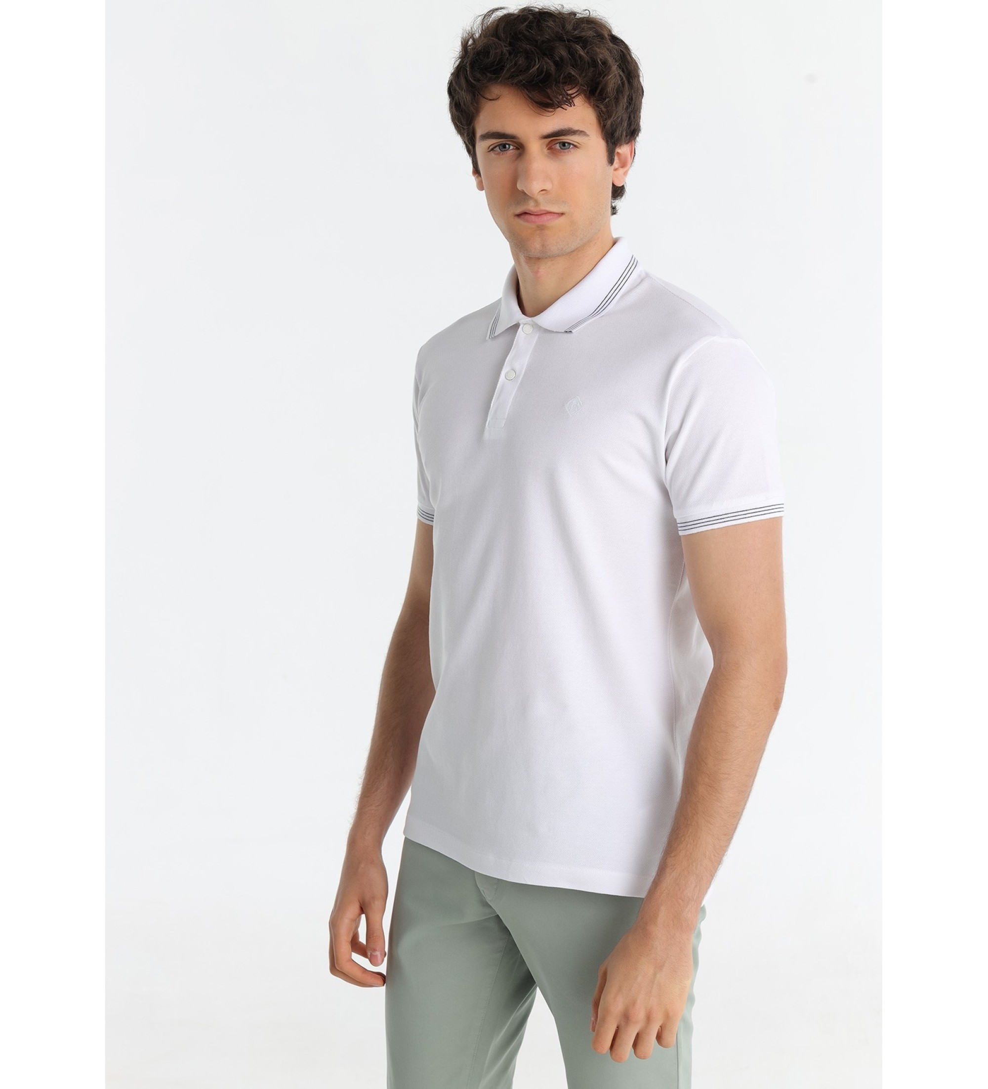 Bendorff Korte mouw jacquard geweven polo met cleps sluiting