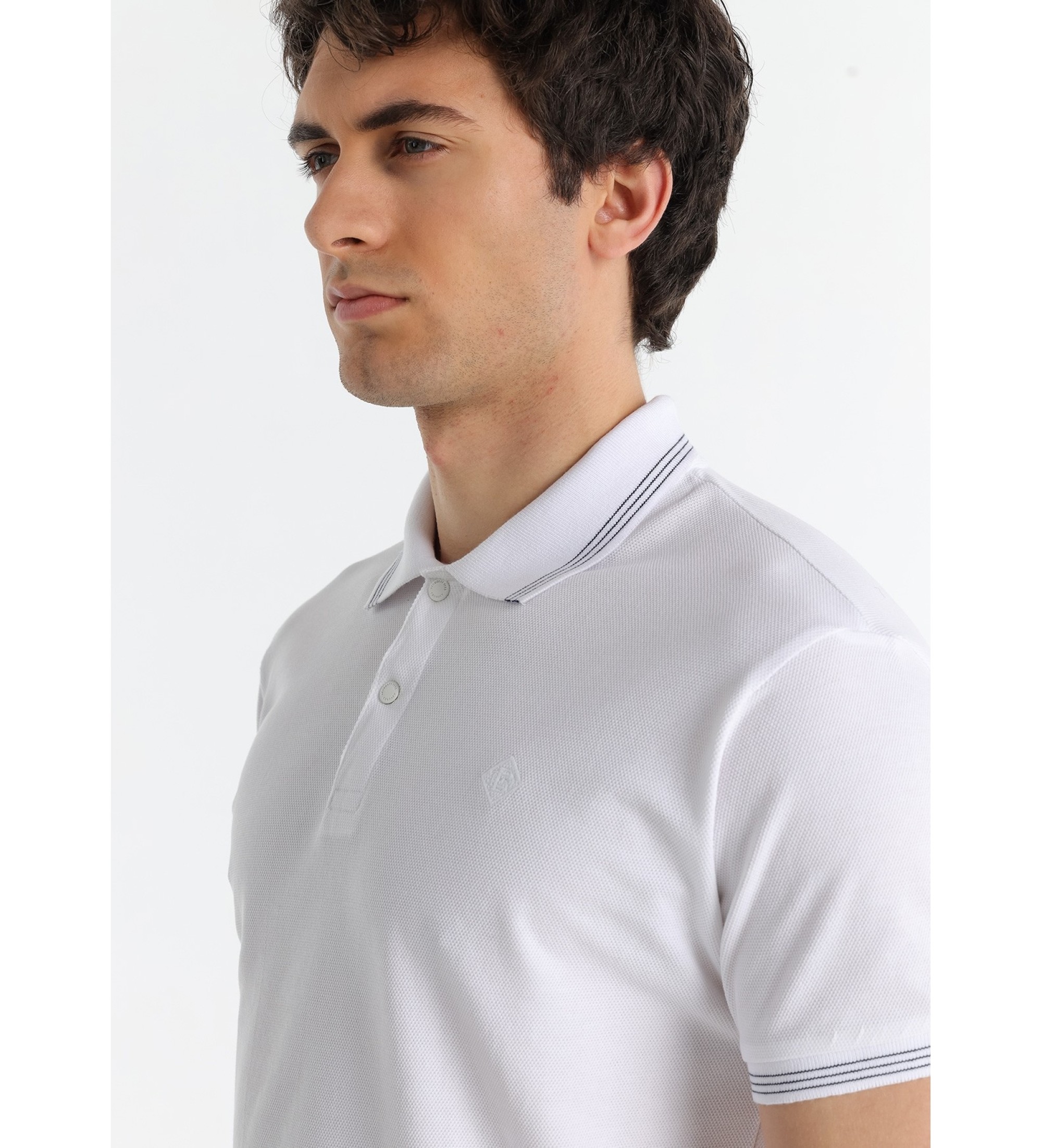 Bendorff Korte mouw jacquard geweven polo met cleps sluiting