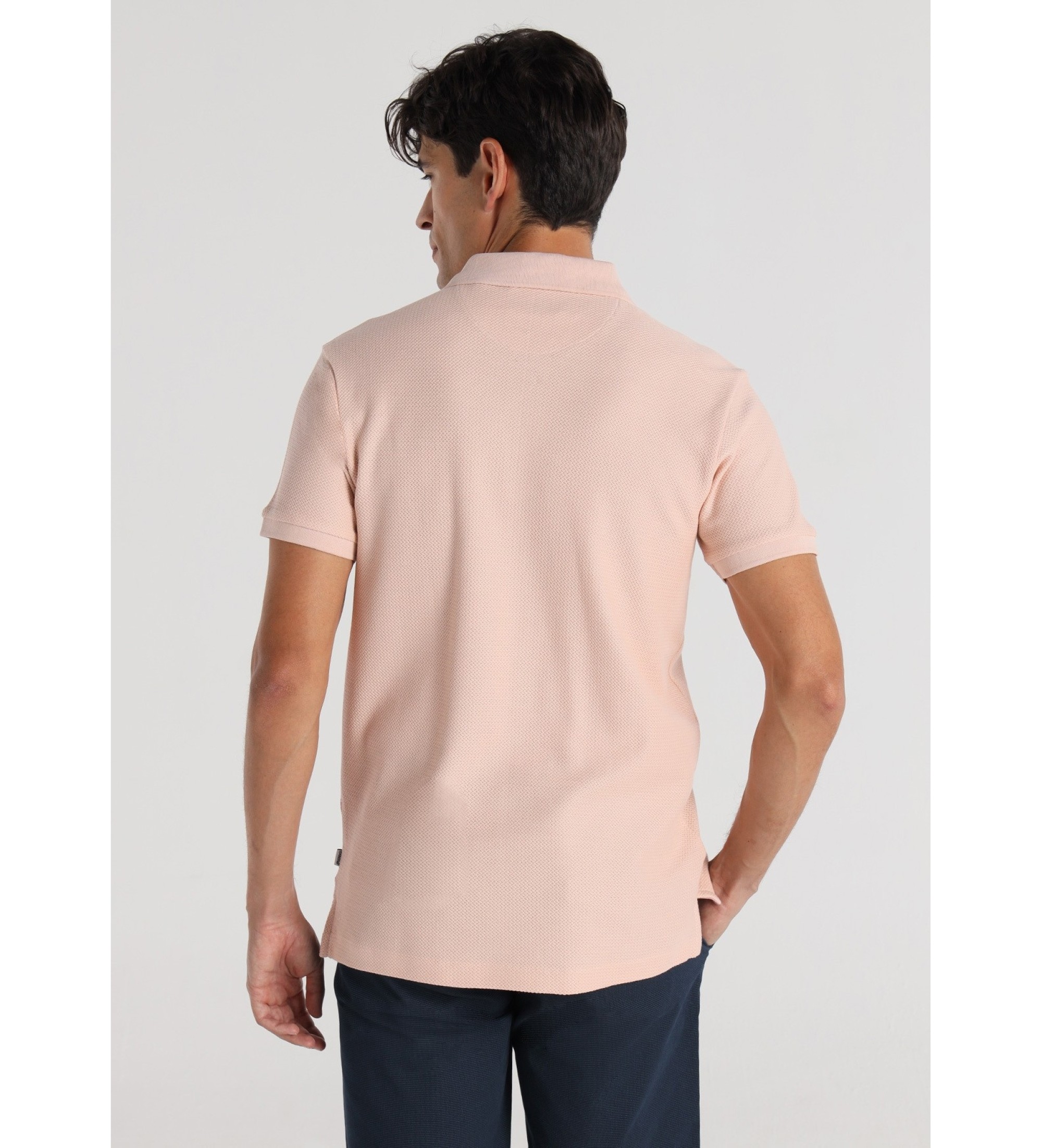 Bendorff Kurzrmeliges Poloshirt aus Jacquard-Webstoff mit gesticktem Logo in Rosa