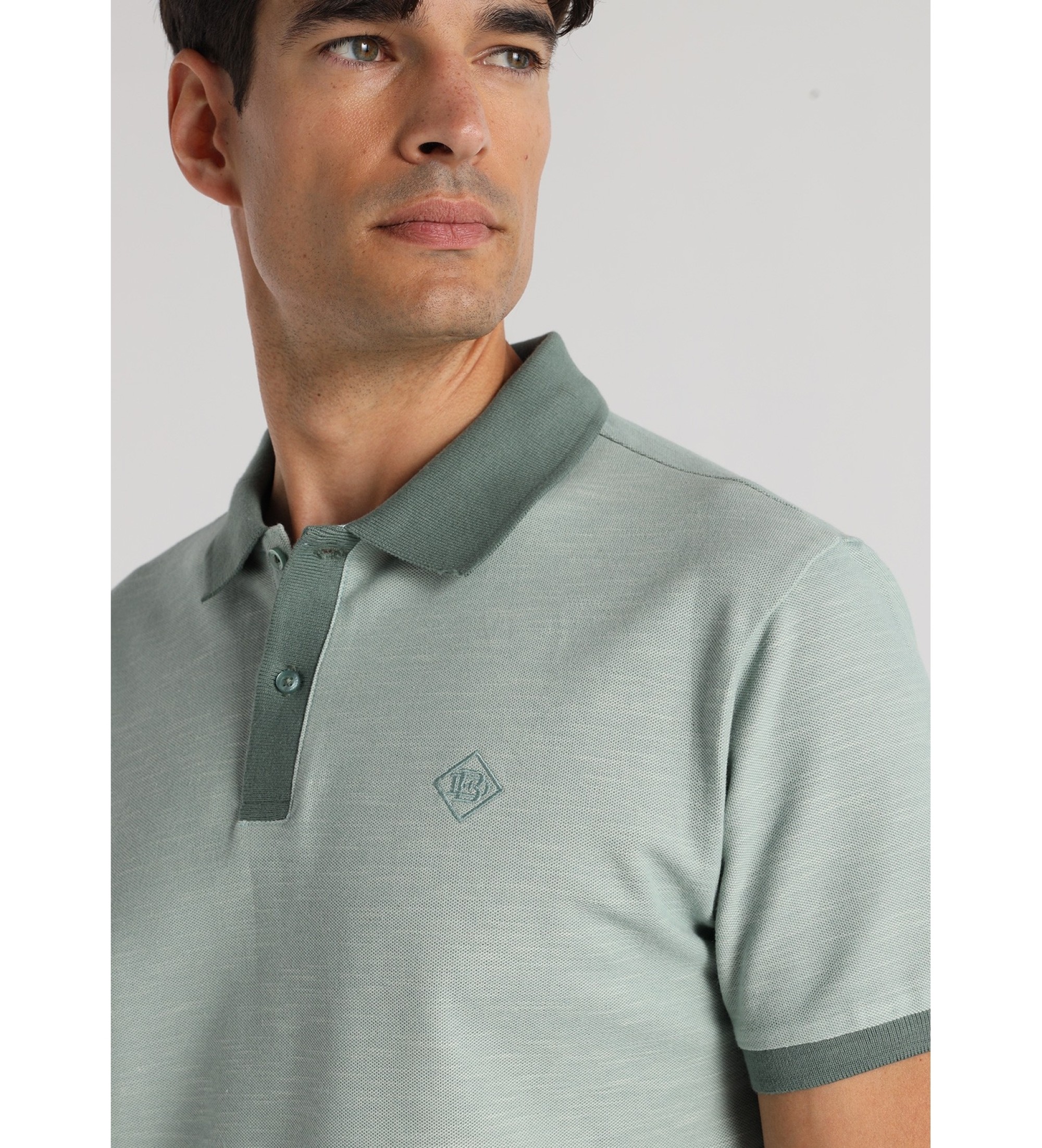 Bendorff Polo manches courtes tissu piqu imprim inject vert slub