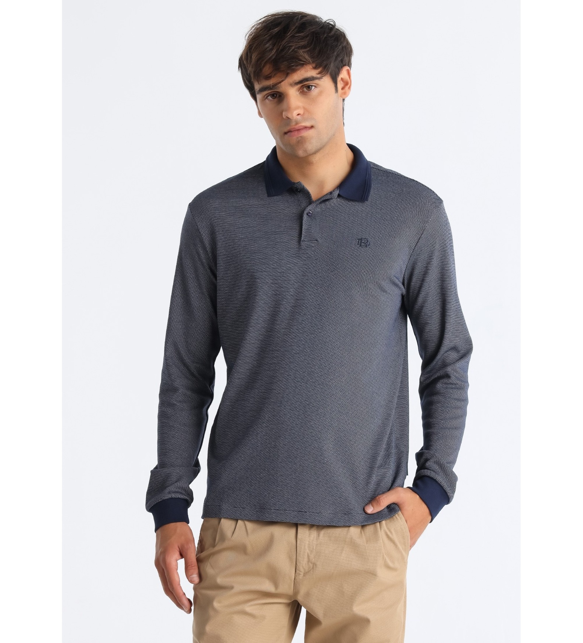 Bendorff Polo con logo jacquard blu navy