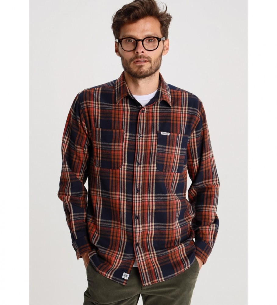 Bendorff Long sleeve shirt, checkered flannel, brown, navy