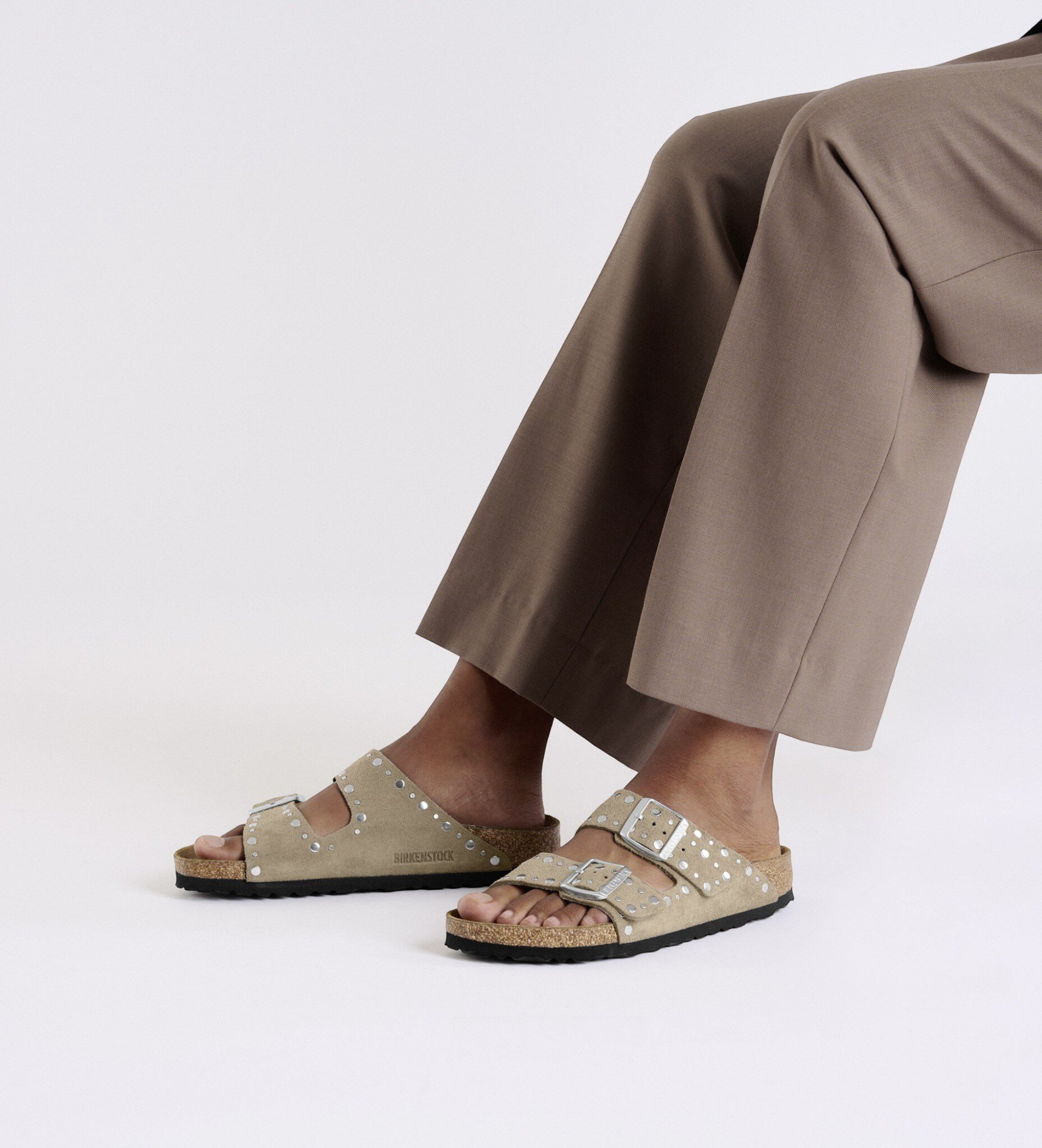 Birkenstock Sandalias de Piel Arizona Rivet (Ajuste Estrecho) marrón
