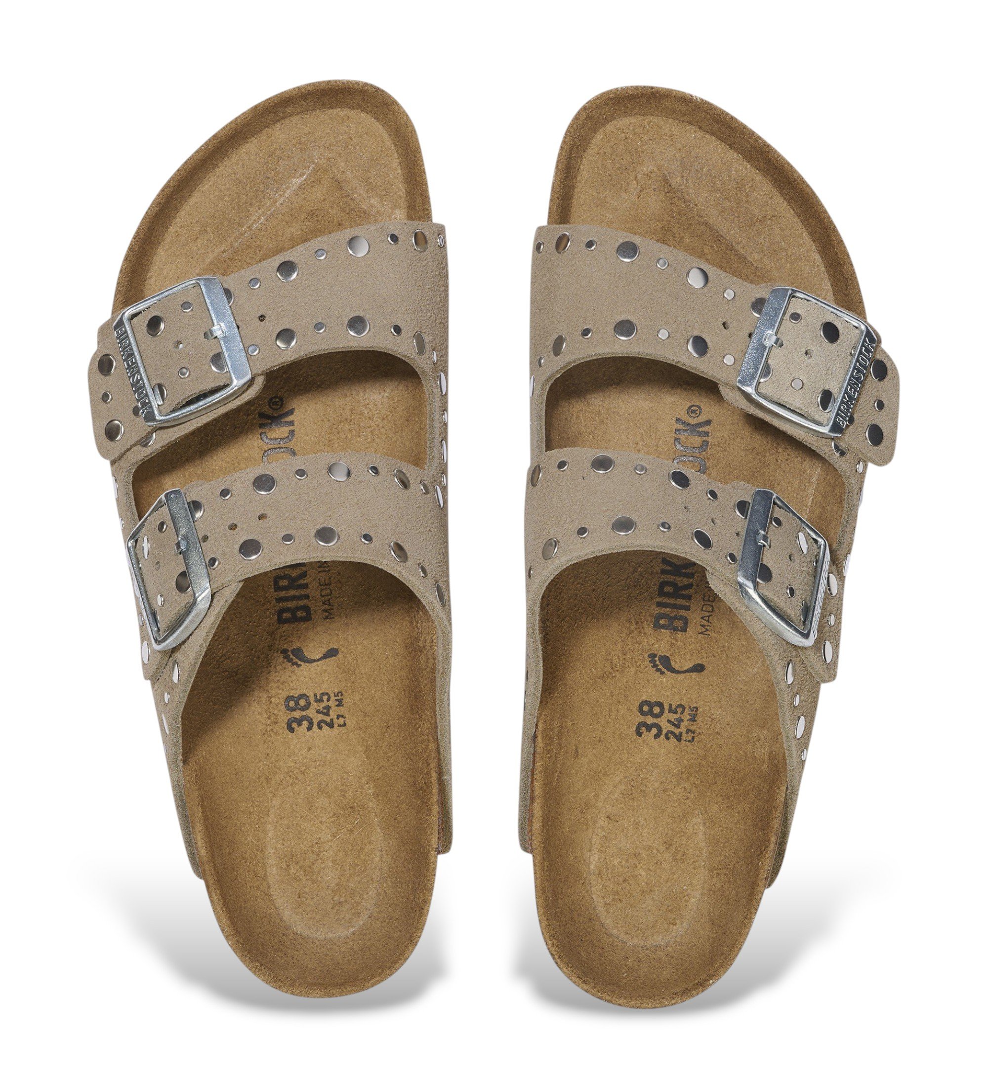 Birkenstock Sandalias de Piel Arizona Rivet (Ajuste Estrecho) marrón