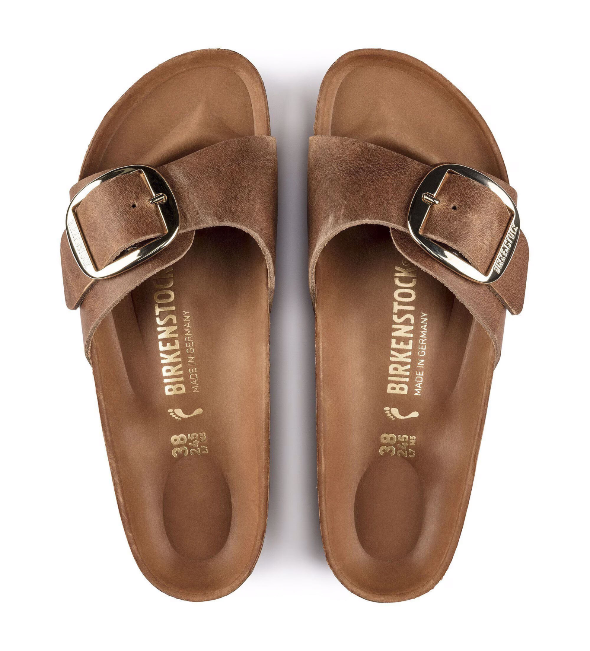 Birkenstock Sandales en cuir Madrid Big Buckle marron