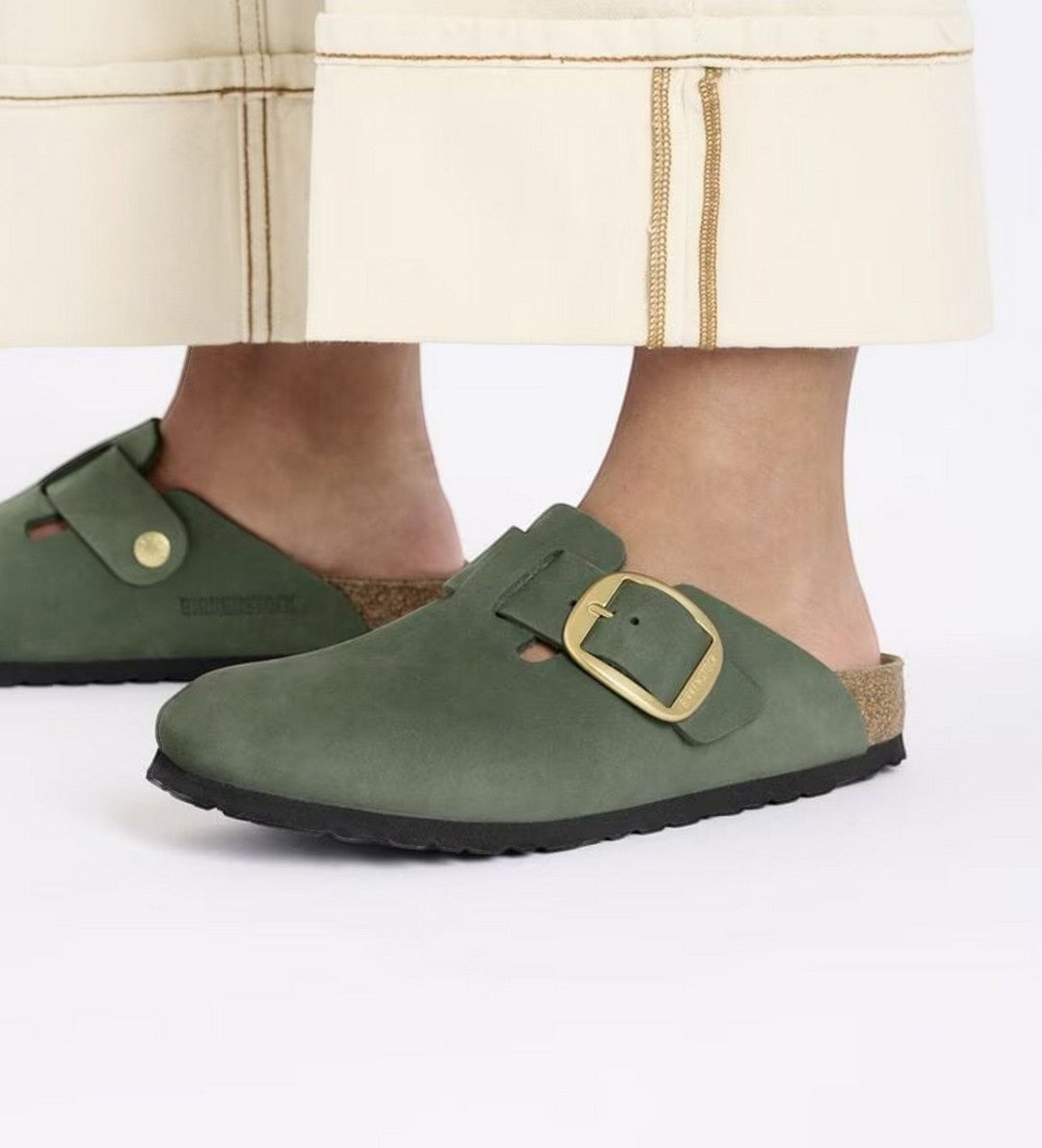 Birkenstock Boston Big Buckle Läder Clogs grön Birkenstock Boston Big Buckle Läder Clogs grön