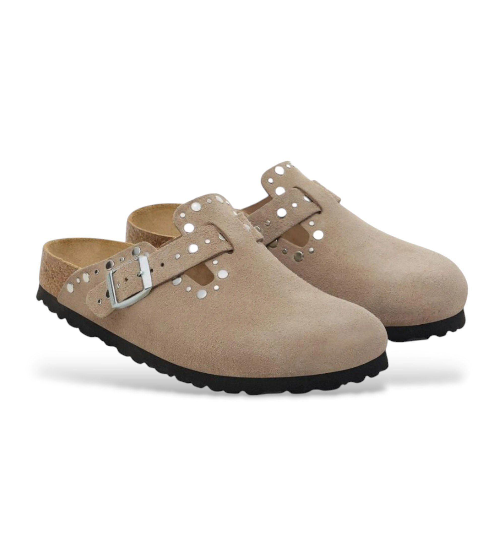 Birkenstock Sabots Boston Rivet Suede taupe