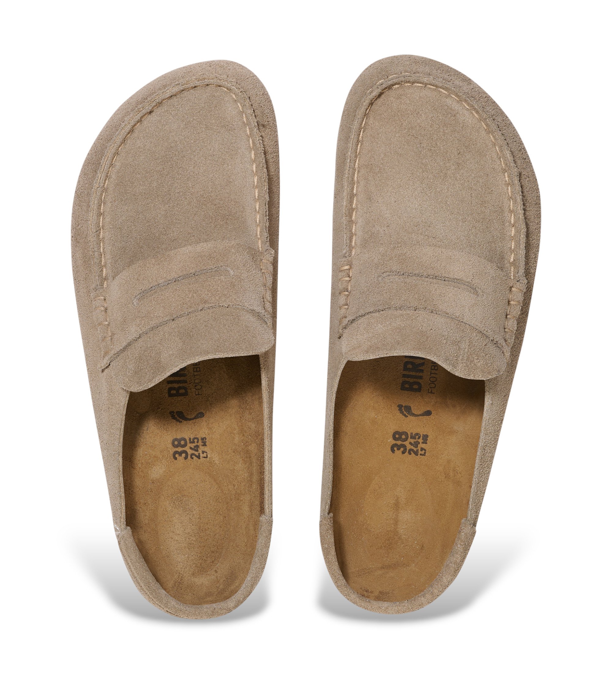 Birkenstock Sabots Naples en cuir enveloppé taupe