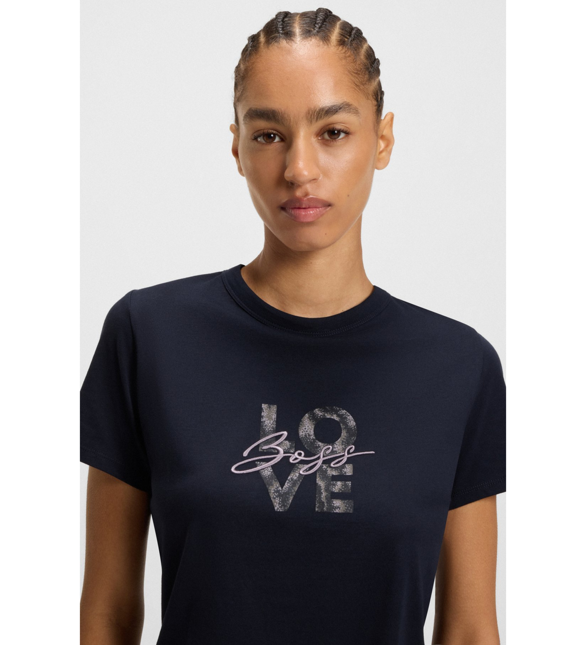 BOSS Majica s potiskom Elogo 19 navy BOSS Majica s potiskom Elogo 19 navy