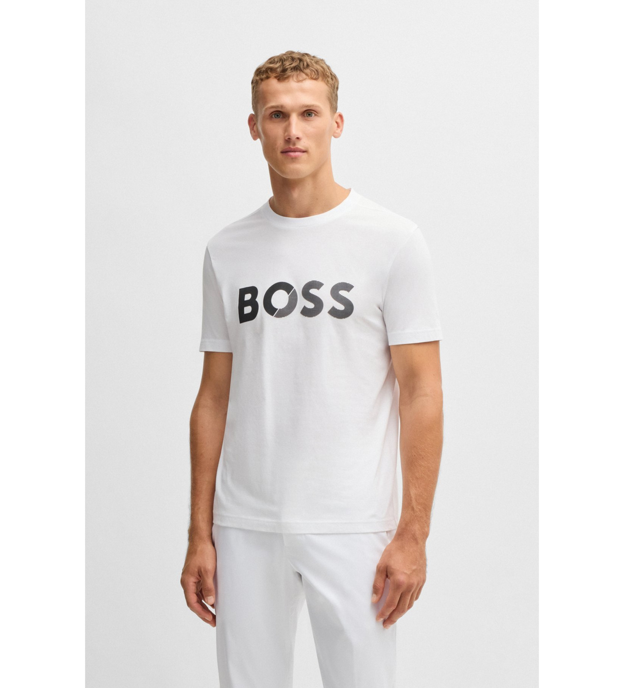BOSS Majica z logotipom Tape bela BOSS Majica z logotipom Tape bela