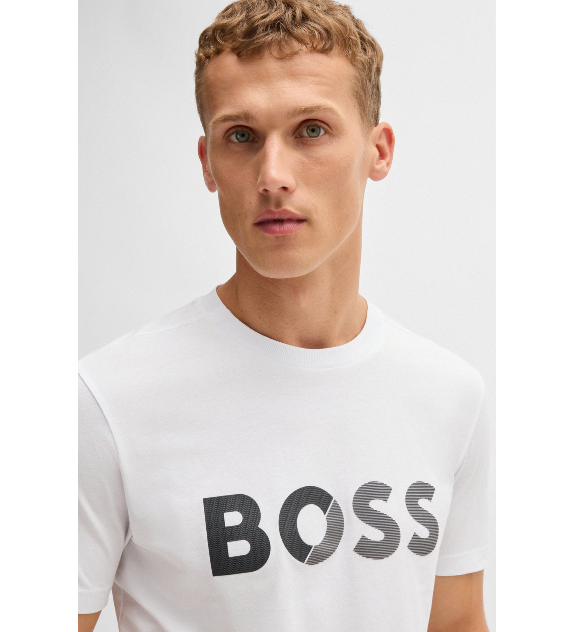 BOSS Majica z logotipom Tape bela BOSS Majica z logotipom Tape bela