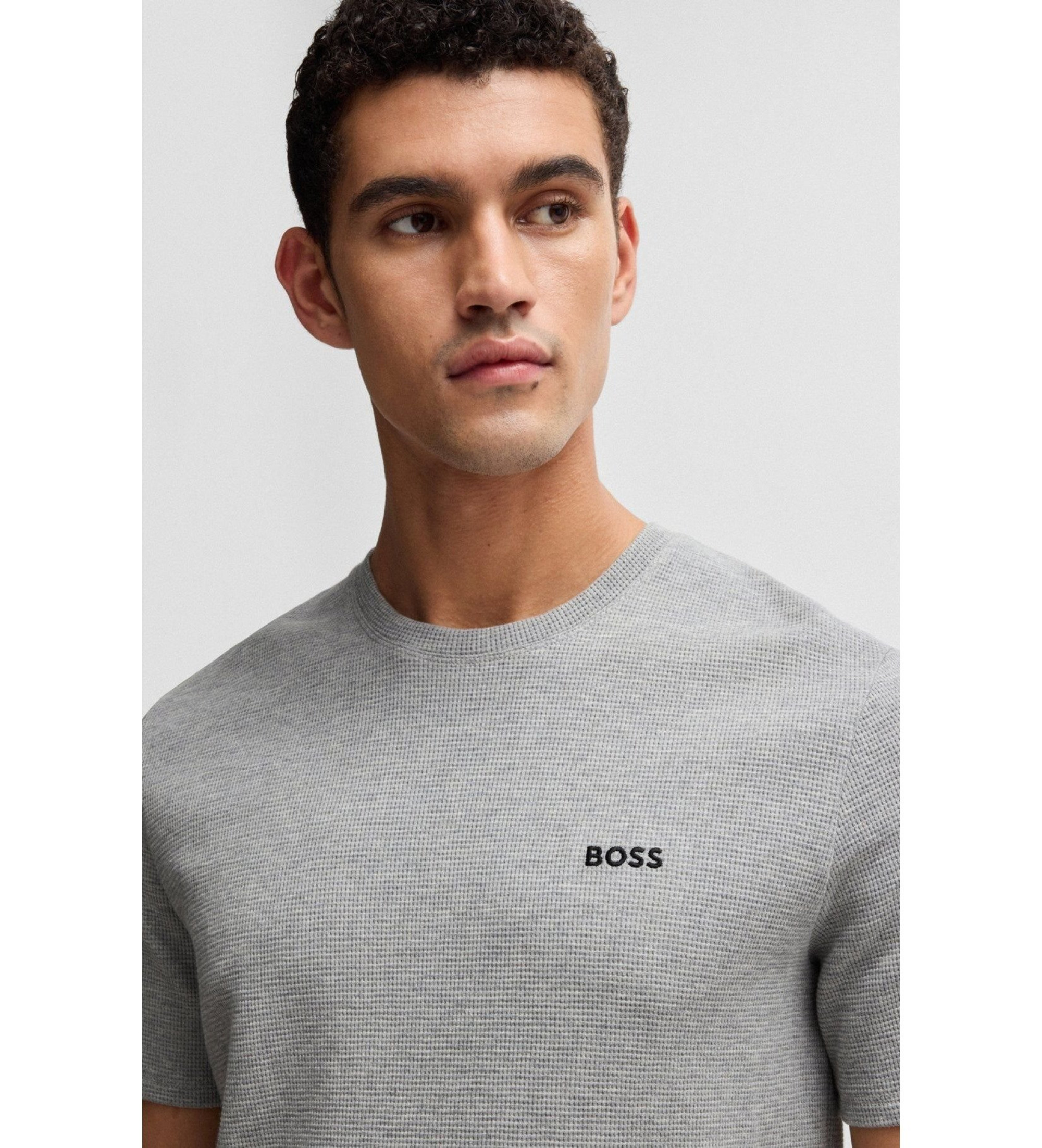 BOSS Maglia del pigiama a nido d'ape grigia BOSS Maglia del pigiama a nido d'ape grigia