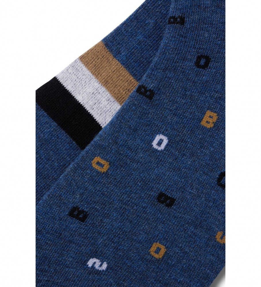 BOSS Paket 2 parov črk Nogavice modre barve BOSS Paket 2 parov črk Nogavice modre barve