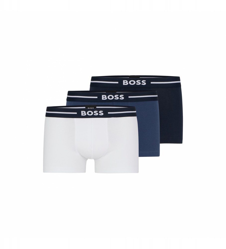 BOSS Pack 3 boxers blanc, bleu, marine