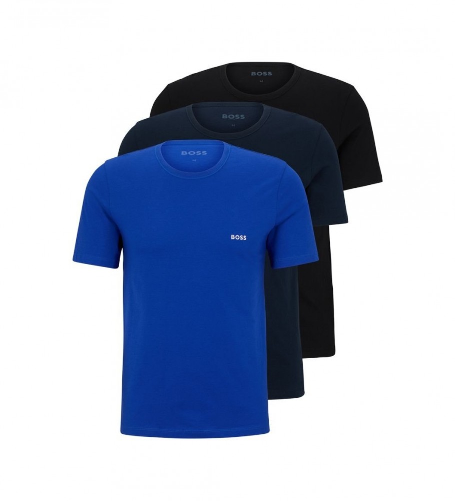 BOSS Pack 3 Camisetas Básicas Azul, Negro, Marino