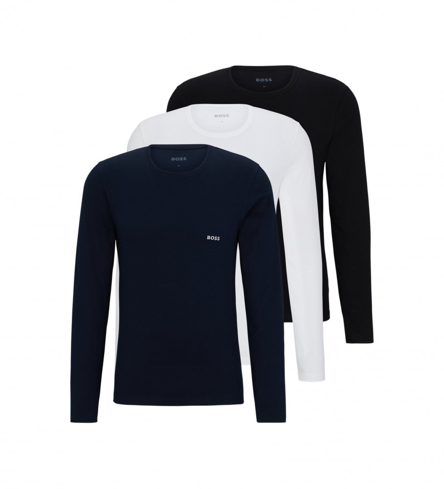 BOSS Pack 3 Canotte con Loghi nere, bianche, blu navy