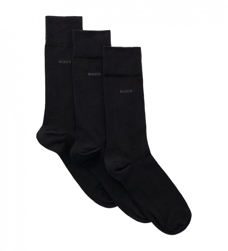 BOSS Pack 3 Pairs of Black Socks