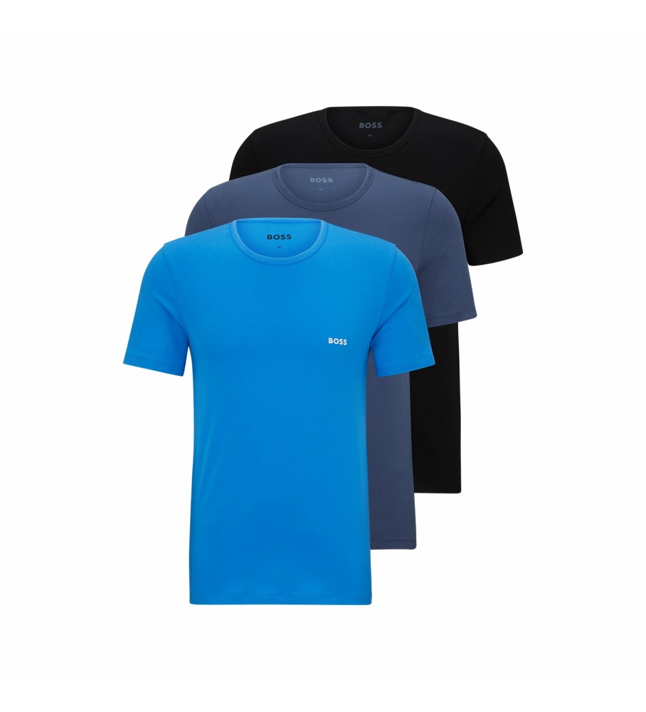 BOSS Pacote de 3 T-shirts básicas azul, marinha