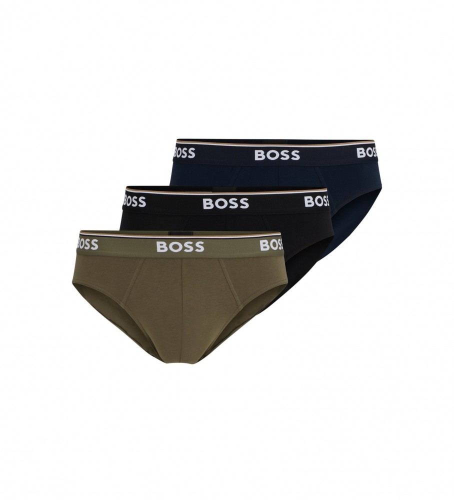 BOSS Paquet de 3 slips noir, vert, bleu marine