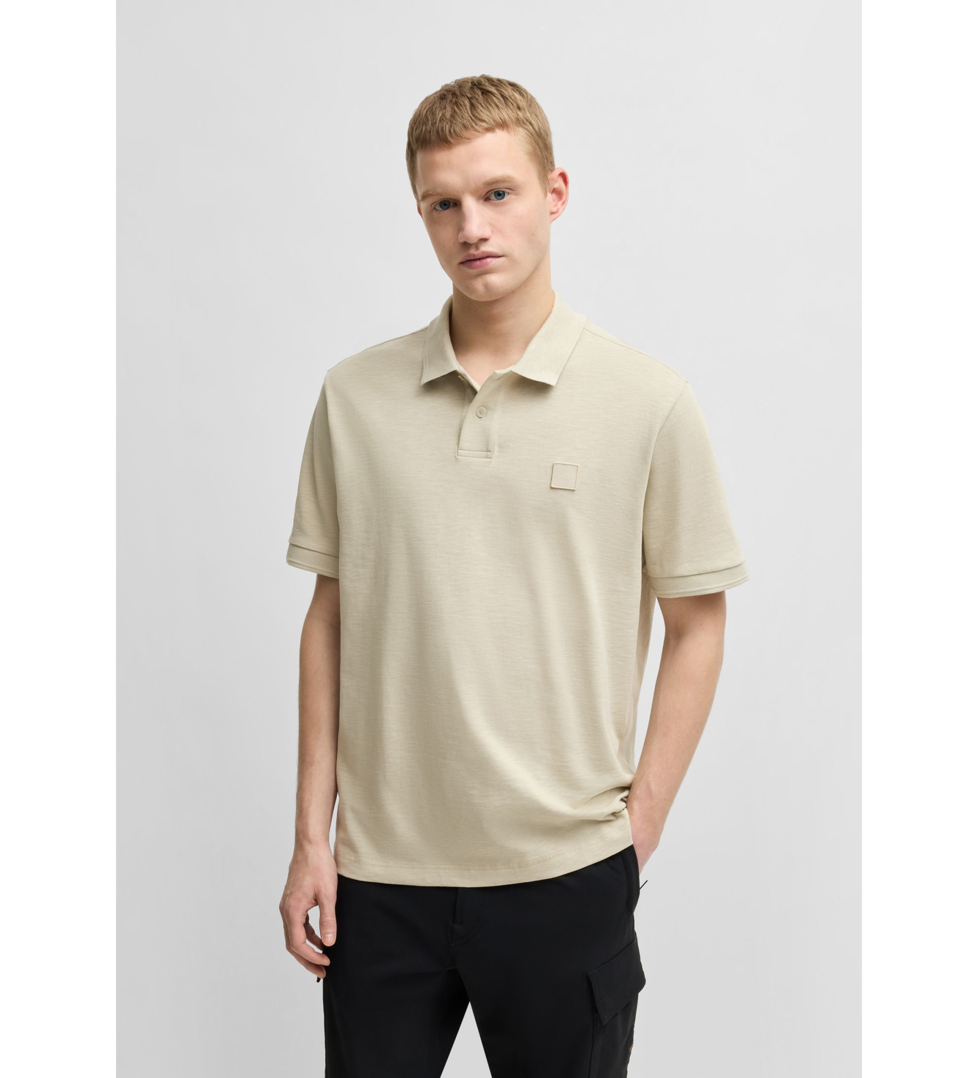 BOSS Leinenlogo Poloshirt beige BOSS Leinenlogo Poloshirt beige