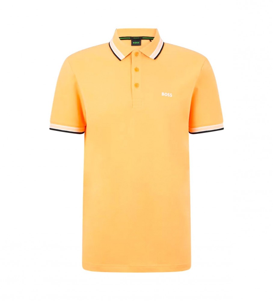 BOSS Logotipo de camisa pólo curvo laranja