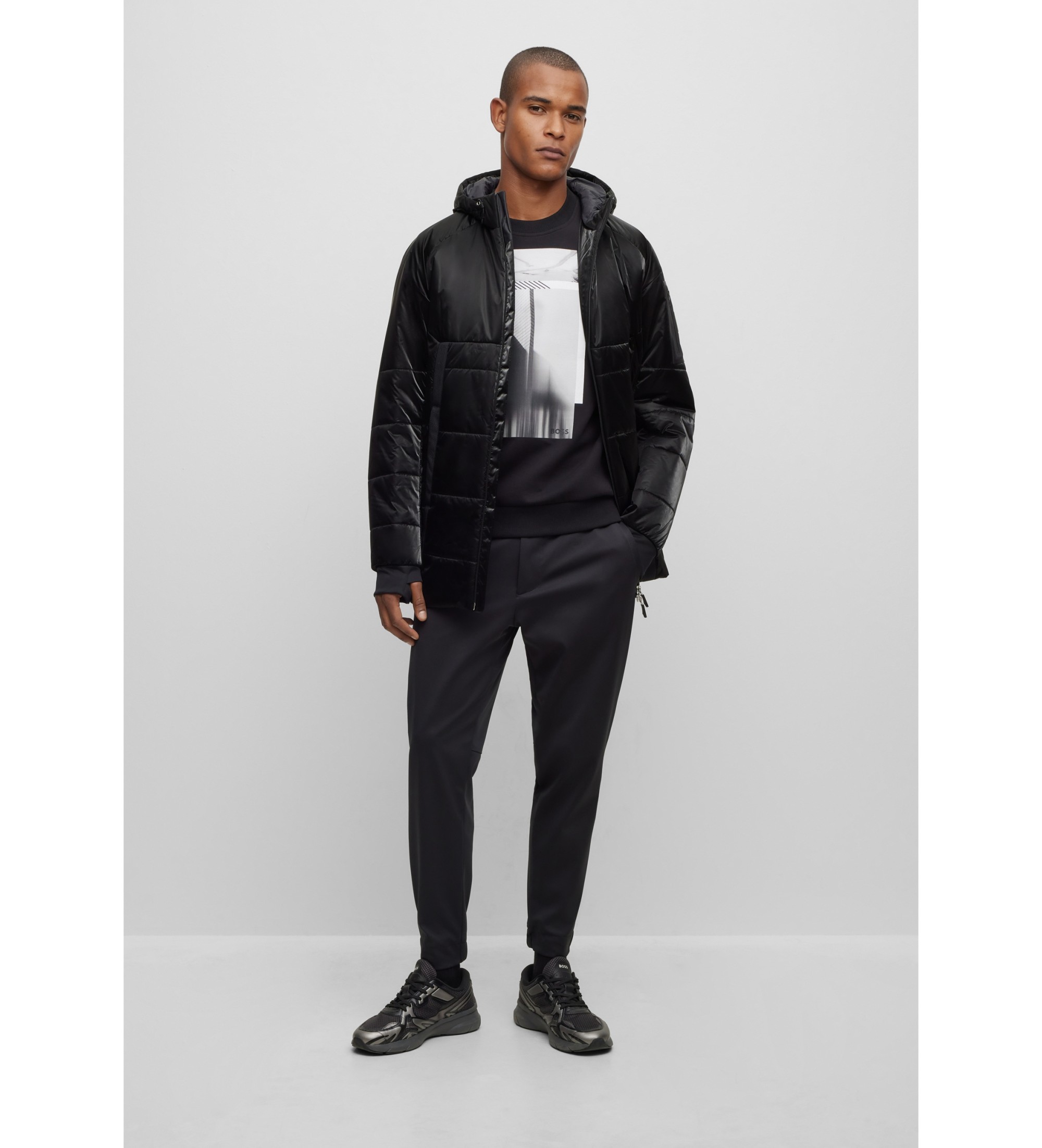 BOSS SAGGY CURVED - Sweat Zippé - Black/noir