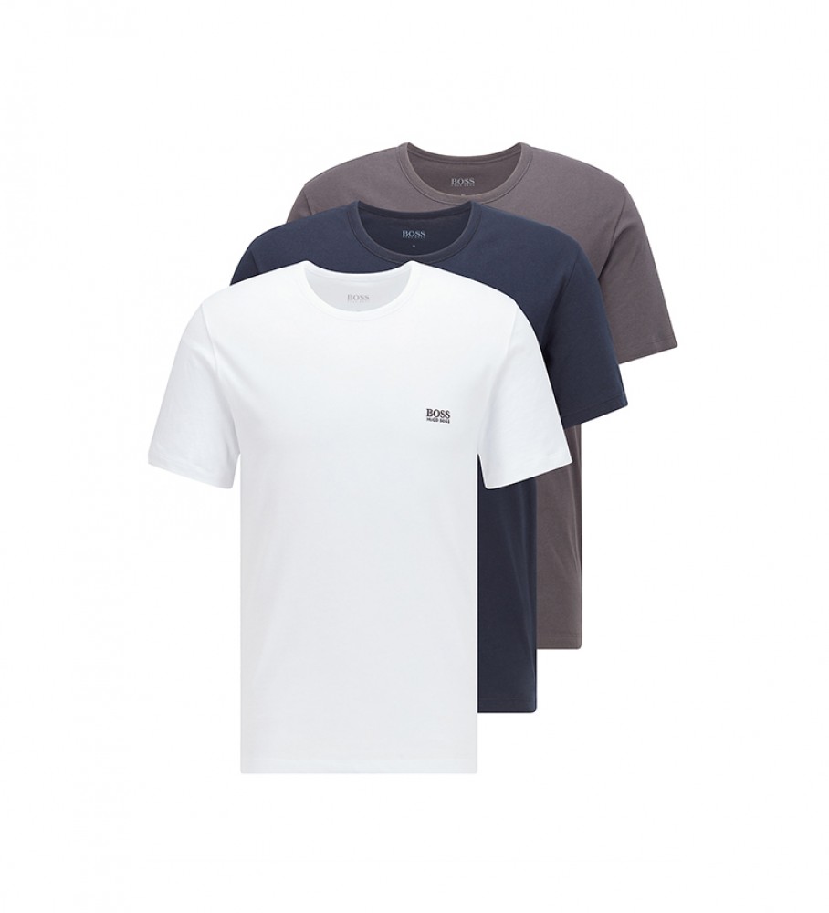 BOSS Pacote de 3 T-shirts RN CO branco, marinho, cinzento