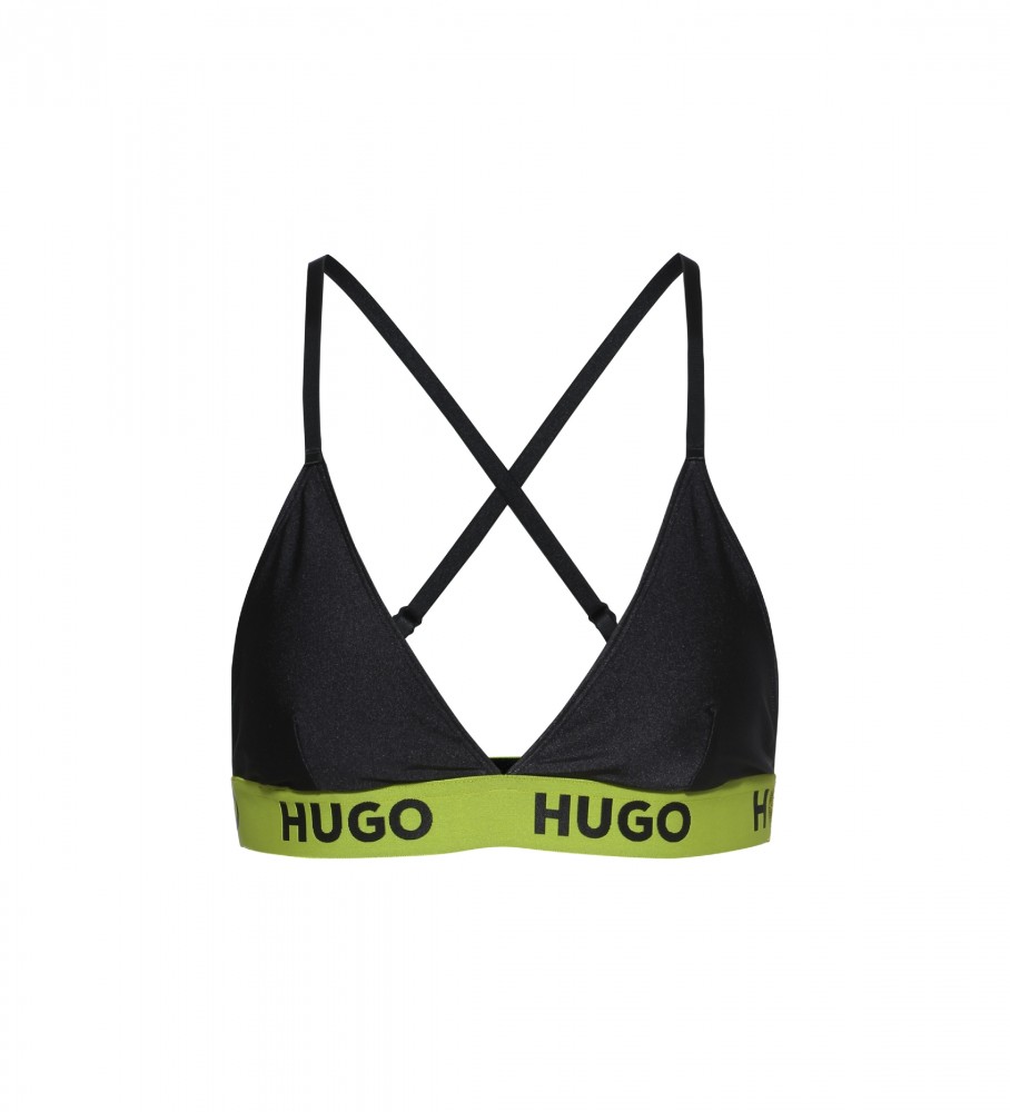 HUGO Top de bikini triangle noir sportif