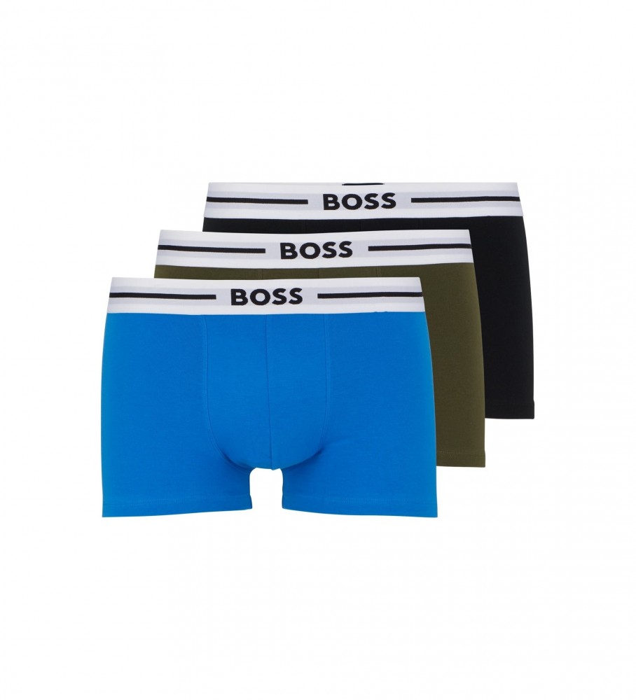 BOSS Pack 3 Caleçons Boxer Bleu gras, vert