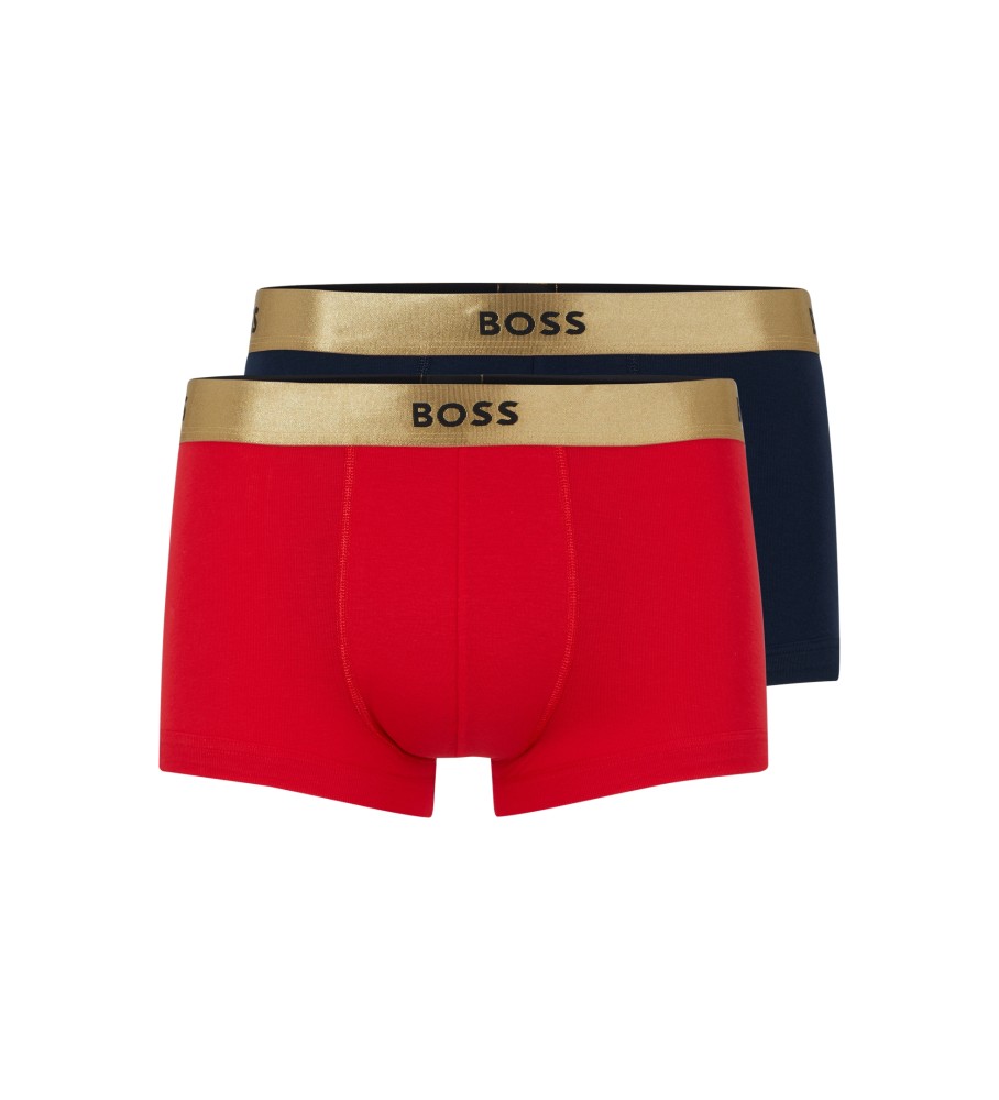 BOSS Pack 2 Boxer shorts vermelho, marinha