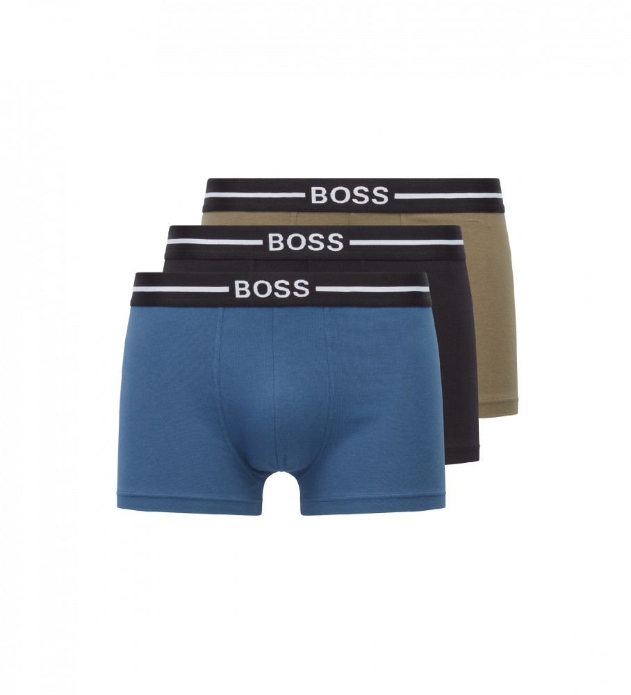 BOSS Pack 3 boxers Trunk azul, negro, vede