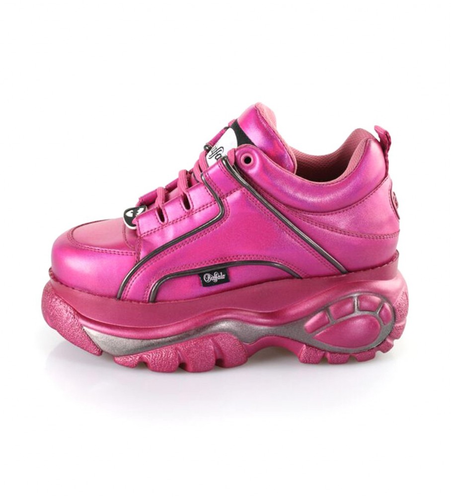 Hot Pink And White Buffalo Check Print High Top Leather Sneakers – GearFrost