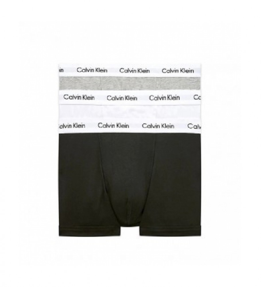 Calvin Klein Confezione da 3 boxer elasticizzati in cotone a vita bassa grigio, bianco, nero