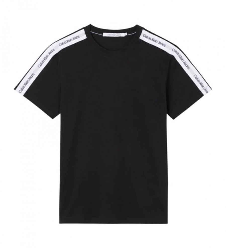 Calvin Klein T-shirt nera con fettuccia a contrasto