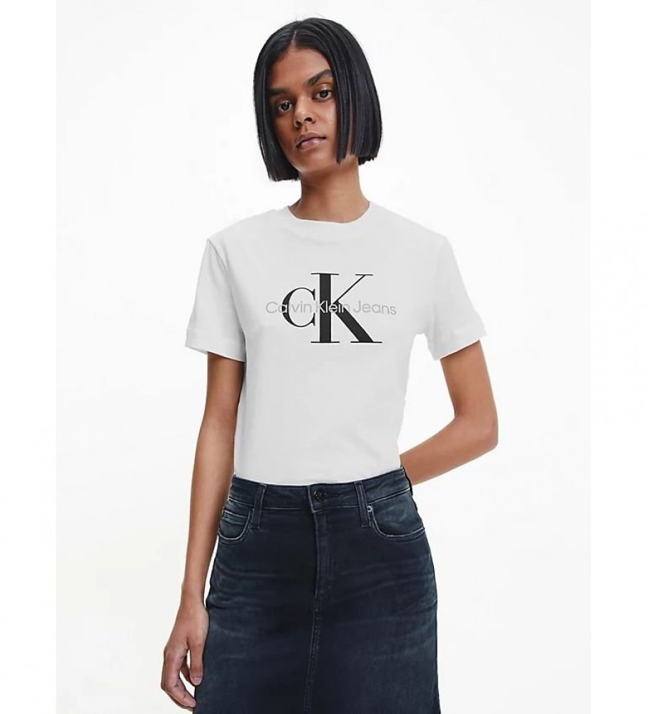 Calvin Klein T-shirt classica con monogramma bianca