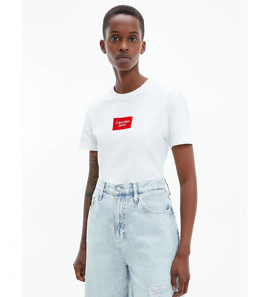 Calvin Klein Jeans T-shirt slim in cotone biologico bianca