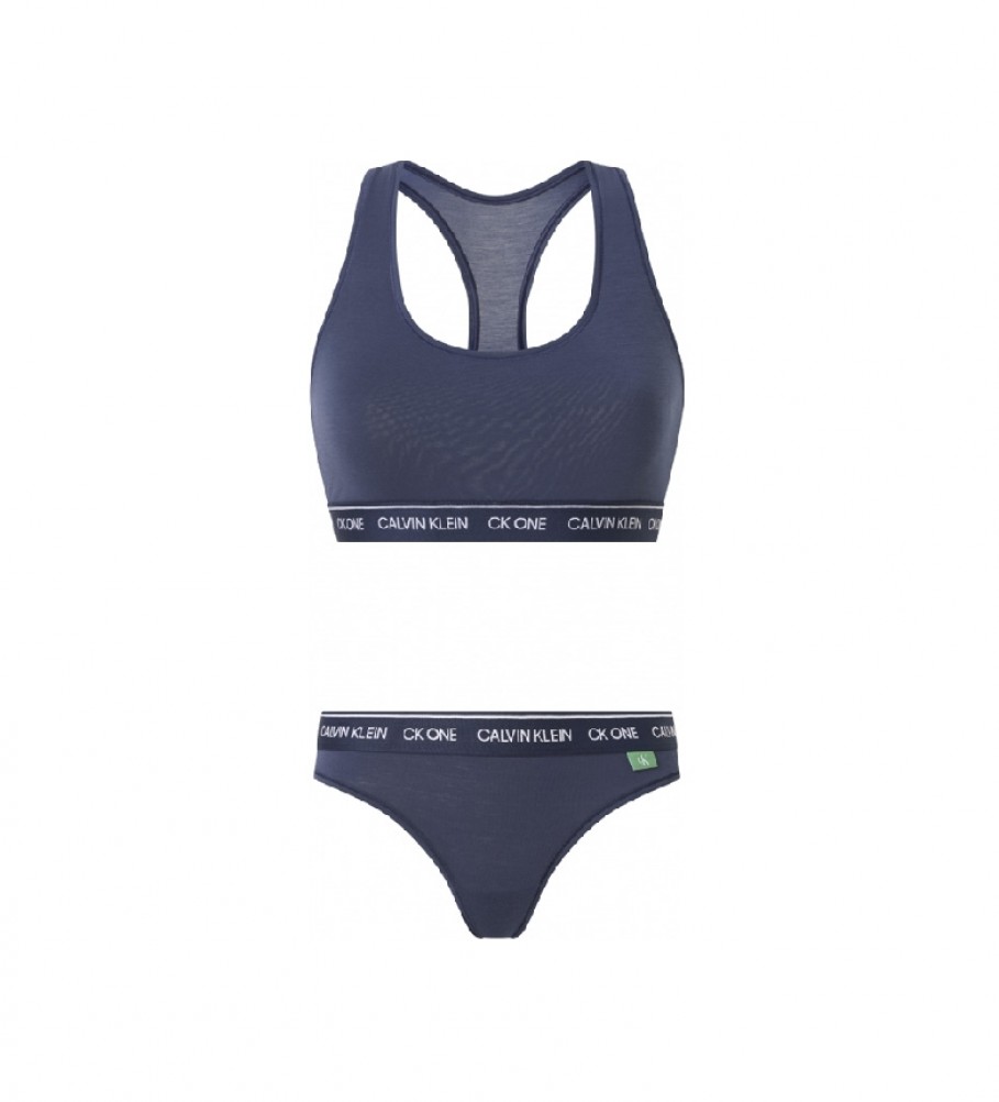 Calvin Klein Bralette e breve conjunto - CK One Recycled 000QF6705E azul