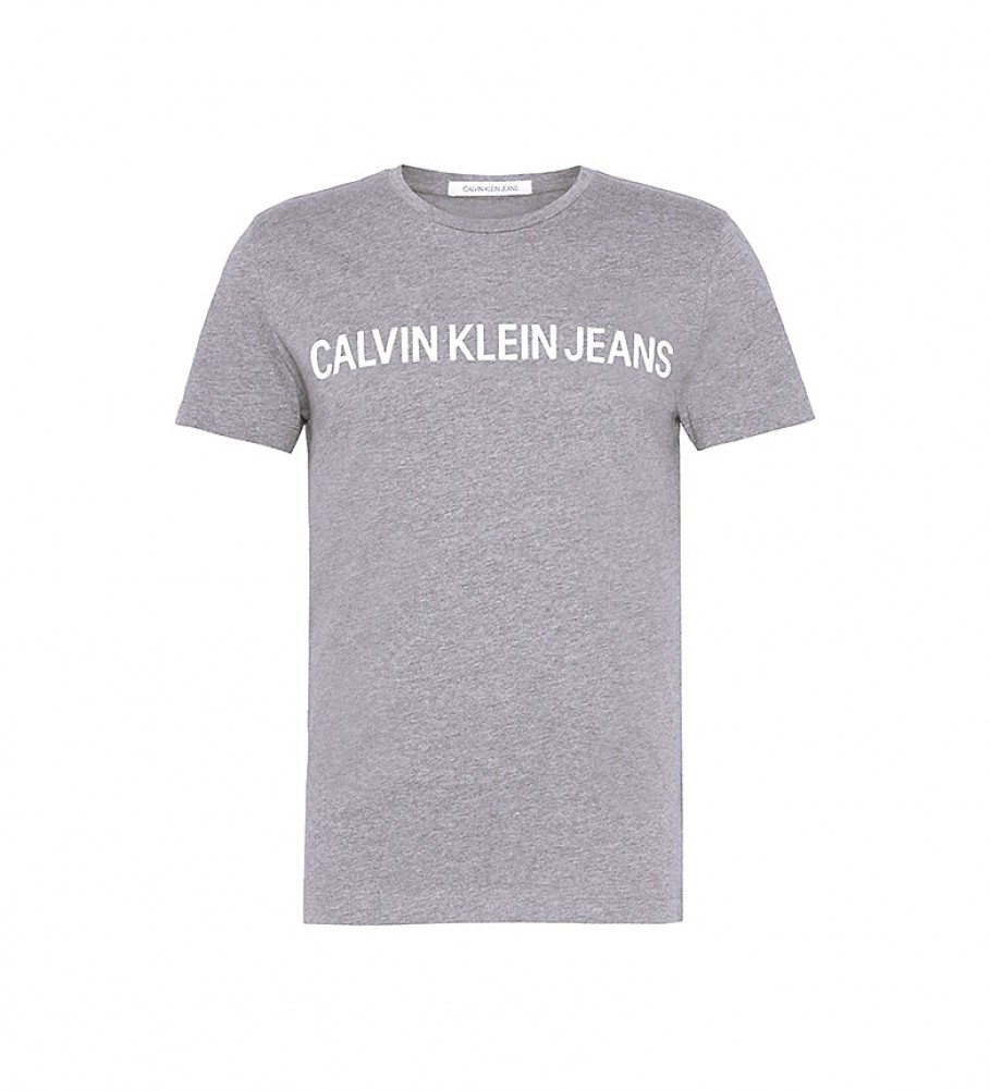 Calvin Klein T-shirt grigia slim con logo istituzionale Core
