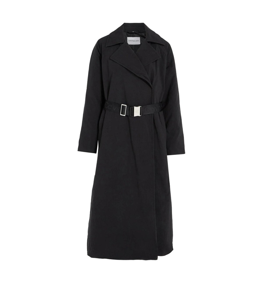 Calvin Klein Jeans Clean Padded Belted Trench Coat preto