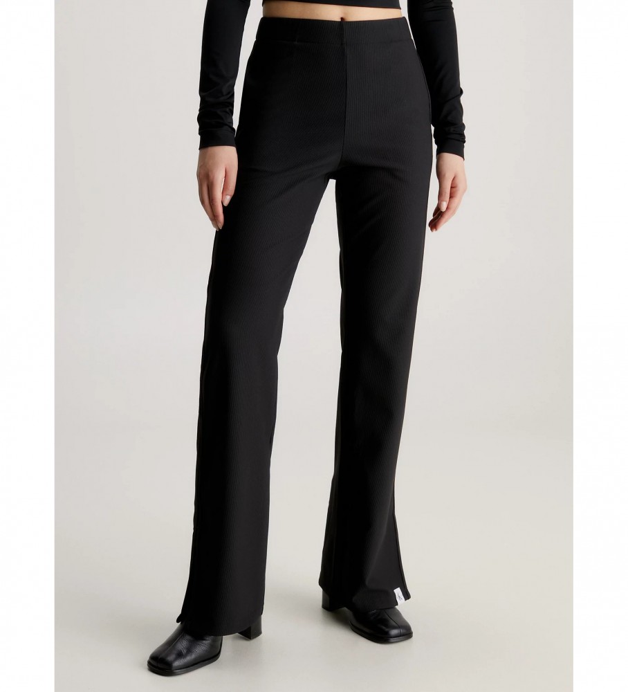 Calvin Klein Jeans Pantaloni dritti in maglia a coste neri