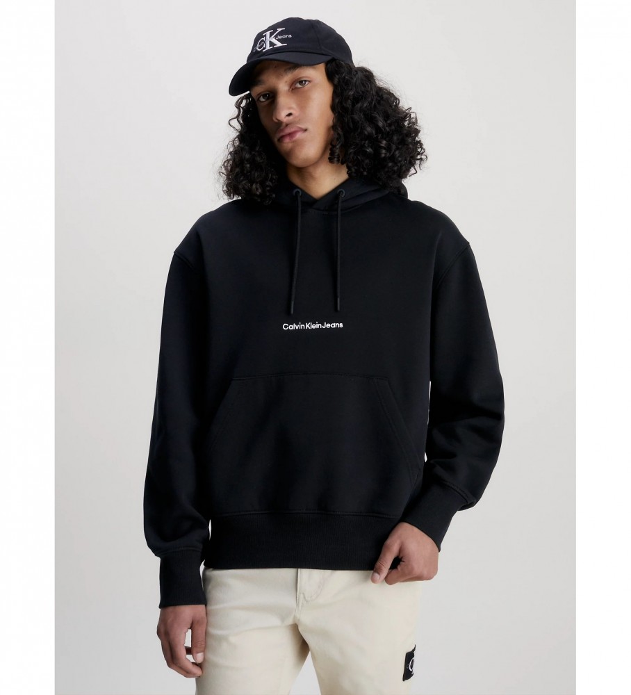 Calvin Klein Jeans Hooded Sweatshirt with Logo black - ESD fashion, footwear and - best brands shoes and shoes
