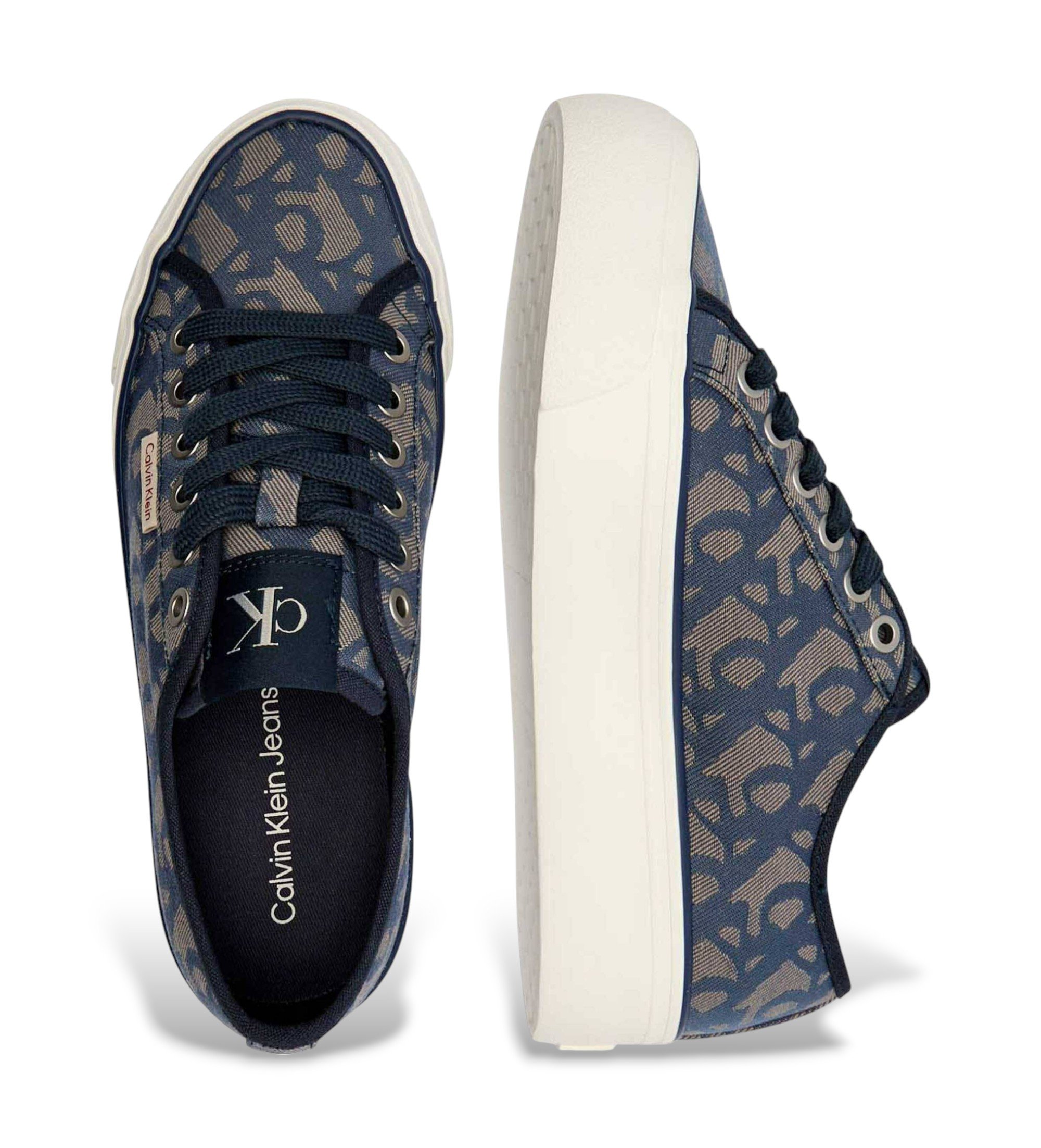 Calvin Klein Jeans Blue logo jacquard platform trainers